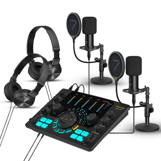 7RYMS Podcast Kit Duo - Caster, 2x microphone, 2x headphones