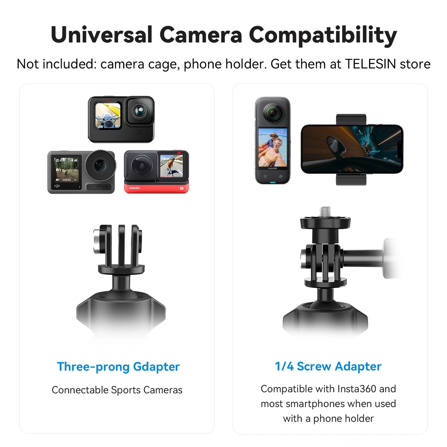 Telesin Bike Tube Mount for action cam - 360º rotatable