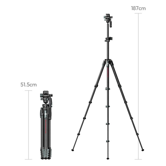 Ulanzi GlideGo JJ06 Video Tripod met kantelbare arm - Carbon - Grote statieven
