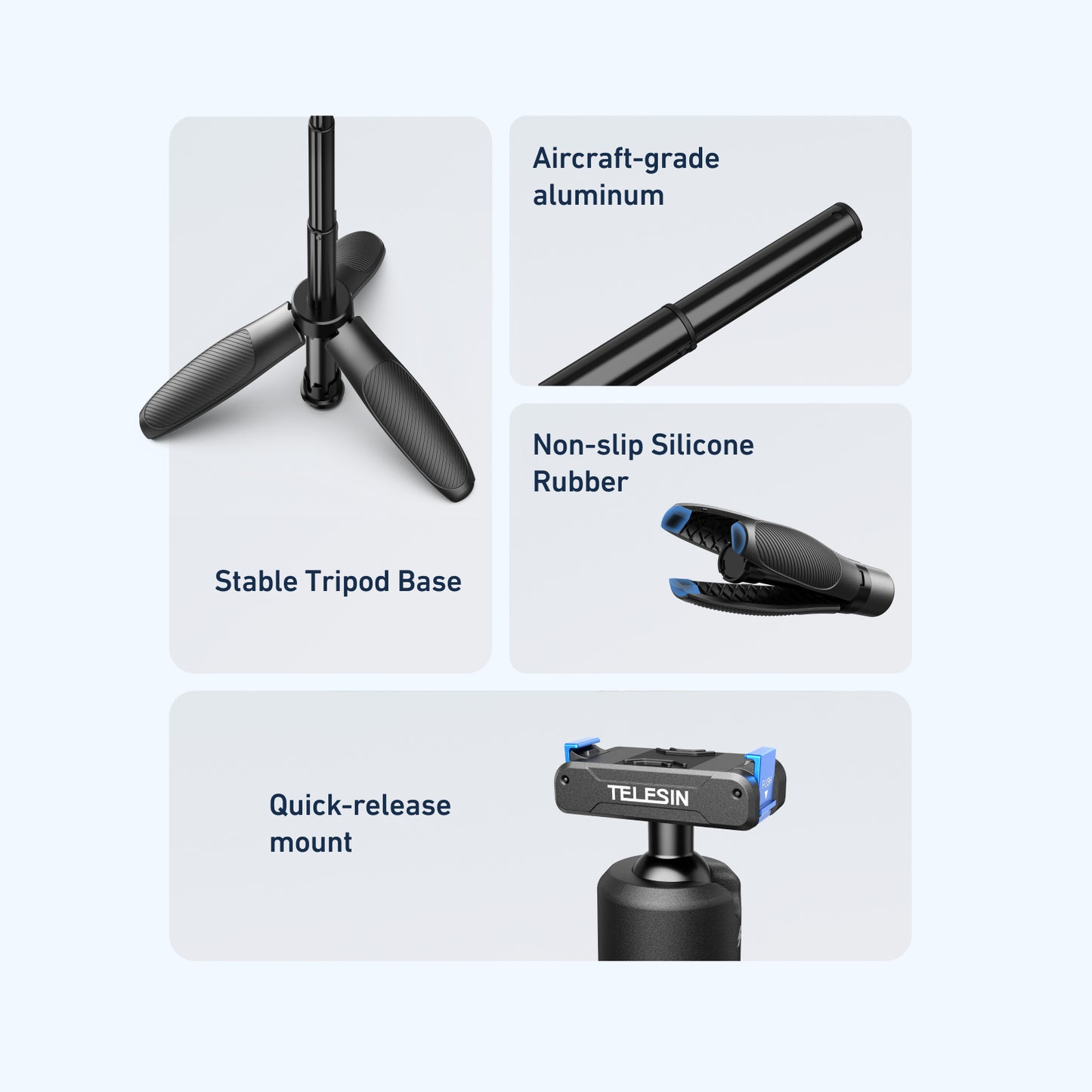 Telesin Quick-release Selfiestick for DJI Osmo Action & 360 - Black