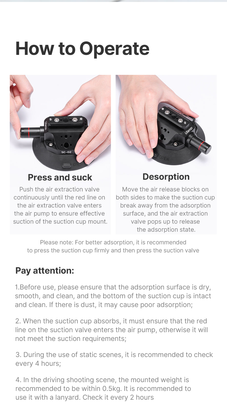 Ulanzi SC-02 Extra Strong 4.5 inch Suction Cup with Magic Arm for Camera - up to 3kg