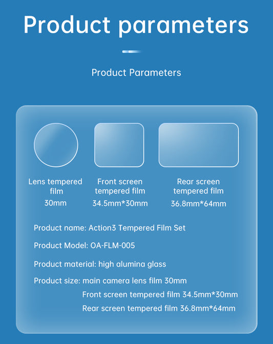 Telesin Screenprotector voor DJI Osmo Action 3/4 - Gehard glas (complete set) - Osmo Action Screenprotector