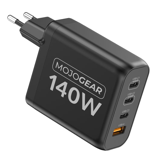 MOJOGEAR CHARGE+ 140 Watt oplader met USB naar USB-C kabel 3 meter - Opladers