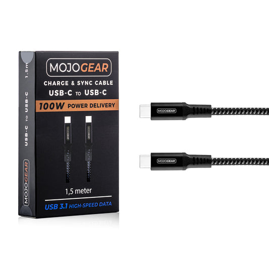 MOJOGEAR CHARGE+ 65W snellader met USB-C naar USB-C kabel 3 meter - Opladers