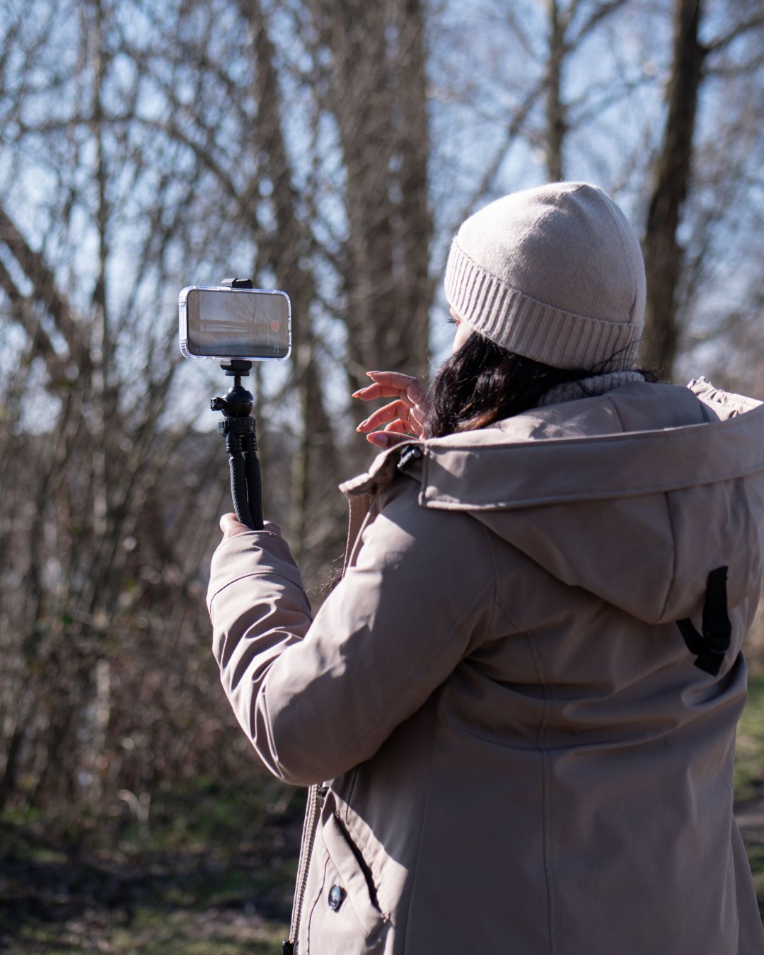 Flexibel statief met extra stevige poten KIT: incl. telefoonhouder, bluetooth remote, GoPro-adapter & opbergzakje