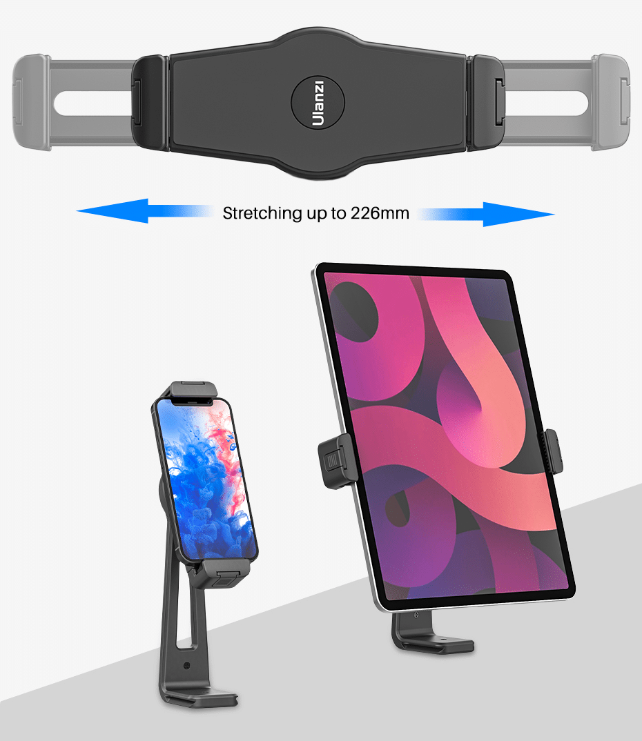 Ulanzi ST-20 360º draaibare Tablethouder voor statief - met 2 Cold Shoe Mounts