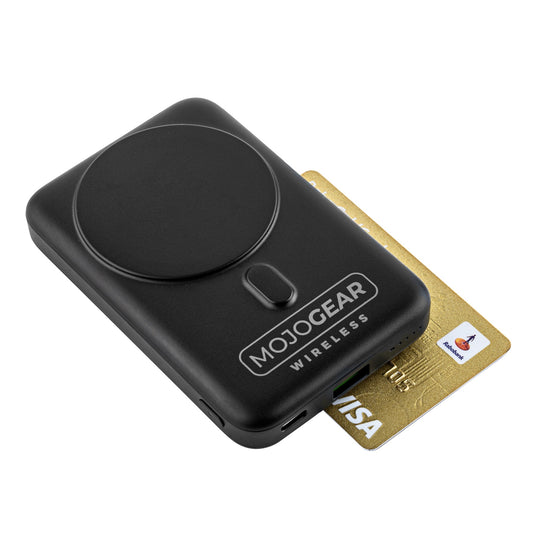 Batterie externe sans fil MOJOGEAR MagSafe 10 000 mAh - Magnétique et sans fil pour Android et iPhone - Avec support de bureau - Noir - Powerbanks