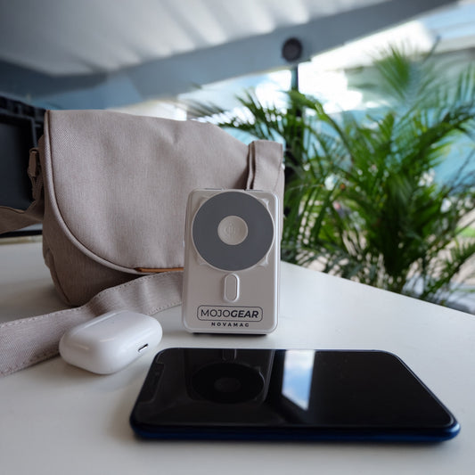 MOJOGEAR NovaMag All-in-1 Powerbank 10.000 mAh – Draadloos Qi2 & ingebouwde kabels – Wit - Powerbanks