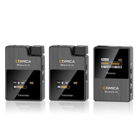 Comica BoomX-D D2 draadloze microfoon-set met 2 zender en ontvanger voor camera en smartphone