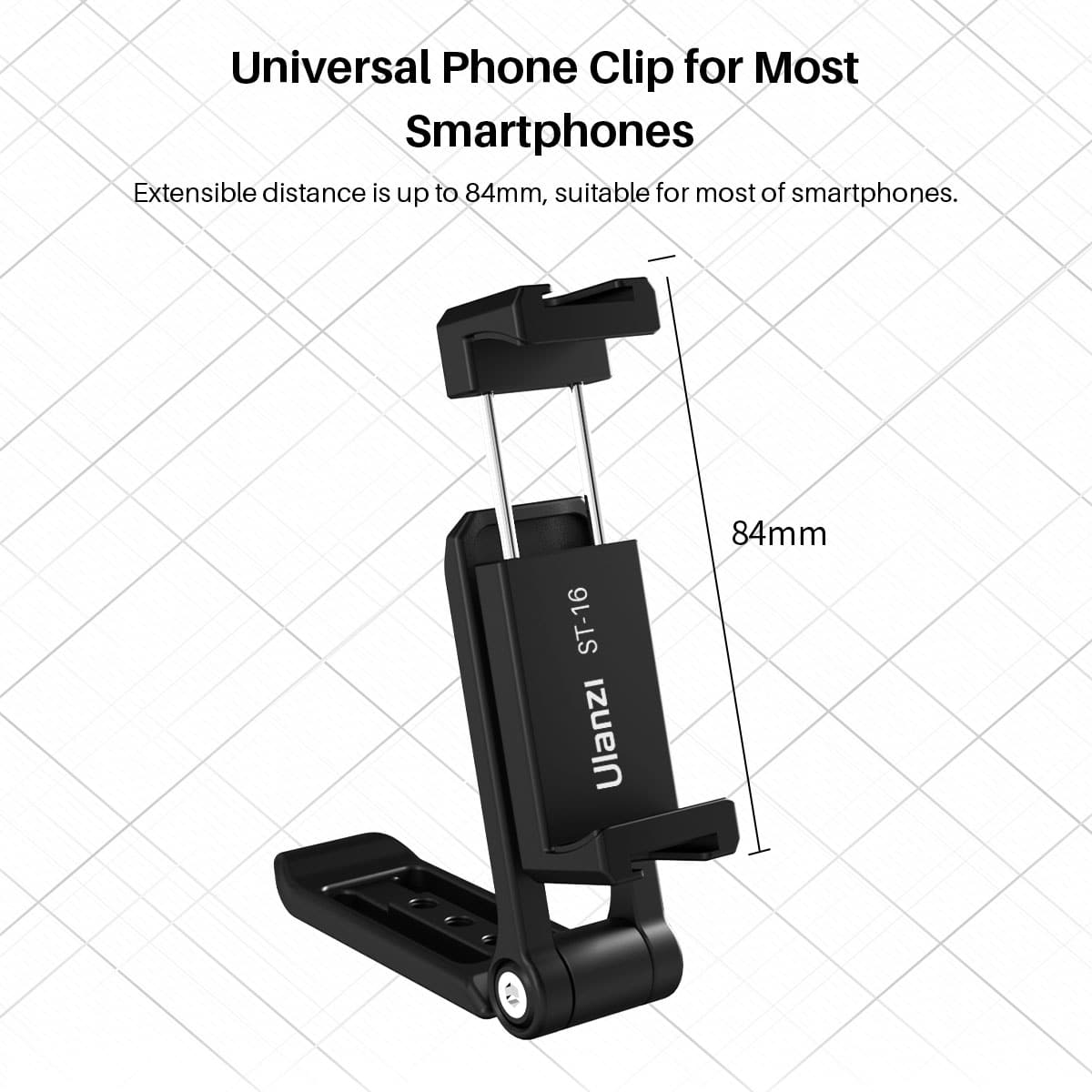 Ulanzi ST-16 360 ° rotatable phone holder metal with handle - with 2 cold shoe mounts