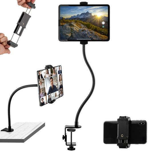 MOJOGEAR Premium flexibele telefoon- en tablethouder met tafelklem - Metaal