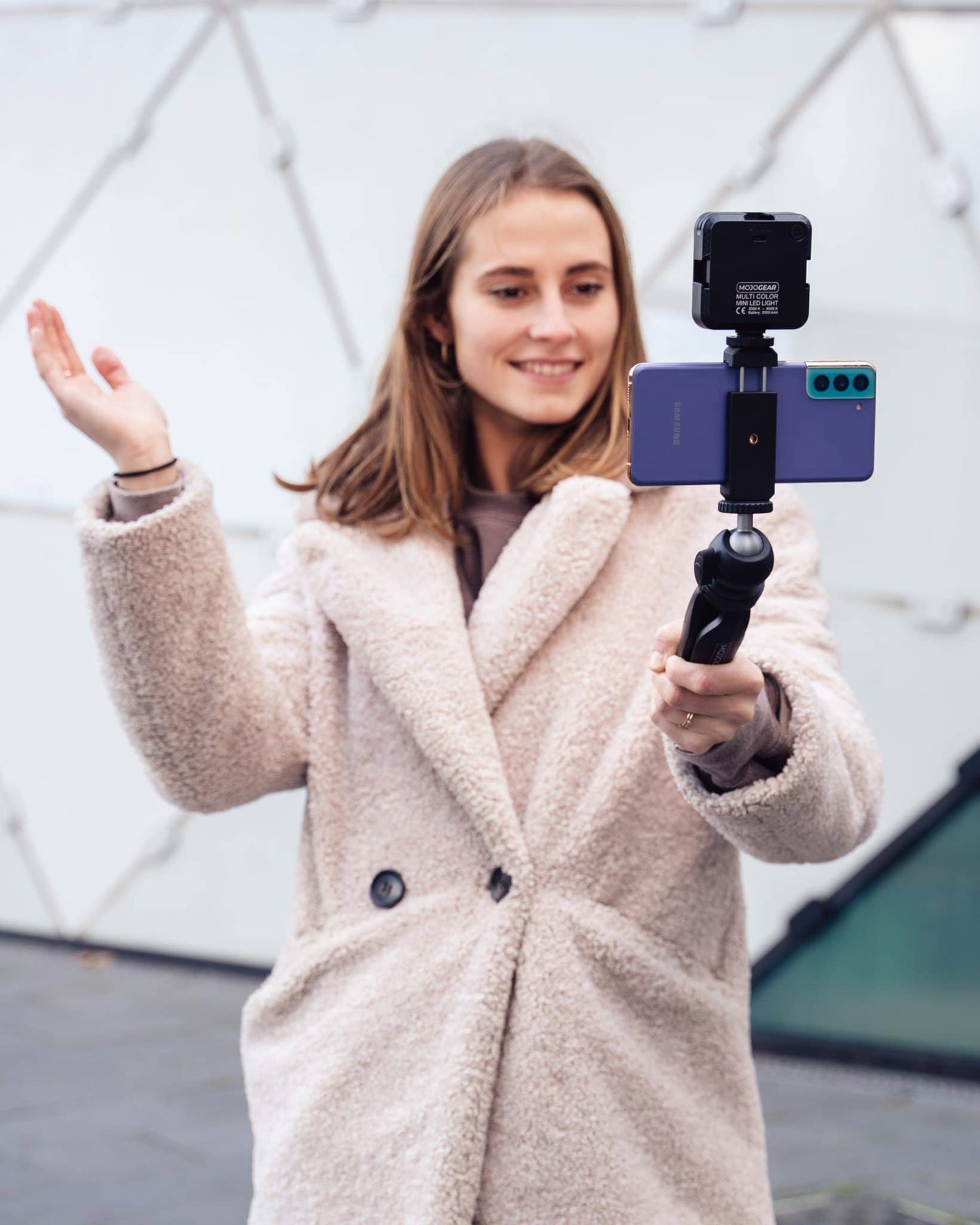 MOJOGEAR Vlog KIT: mini-statief, telefoonhouder & extra lange selfie stick