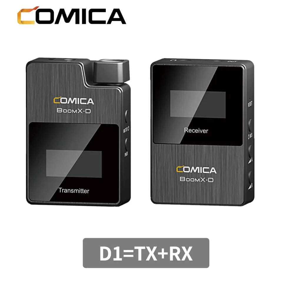 Comica BoomX-D D1 draadloze microfoon-set met 1 zender en ontvanger voor camera en smartphone