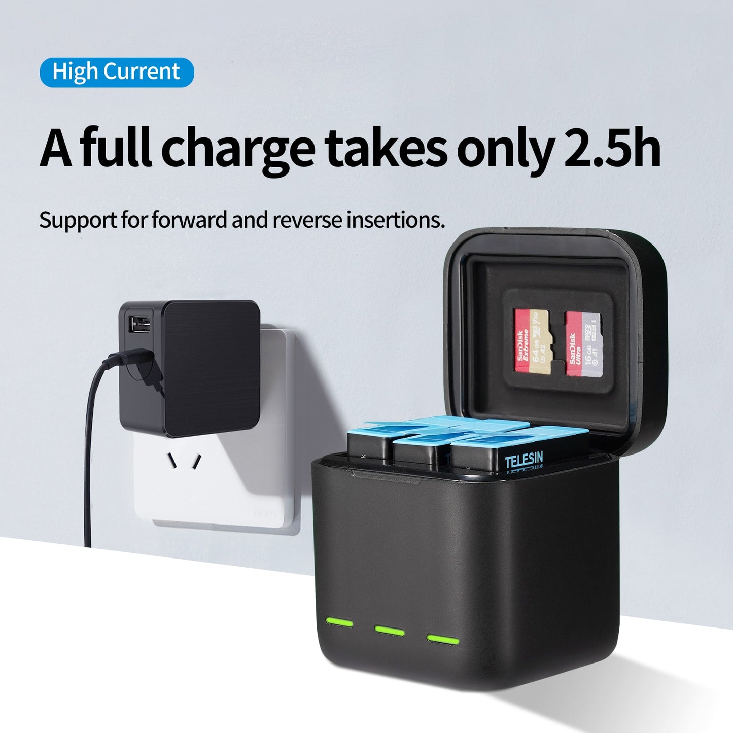 Telesin Charging box for 3 batteries - for GoPro 9 / 10 / 11 / 12