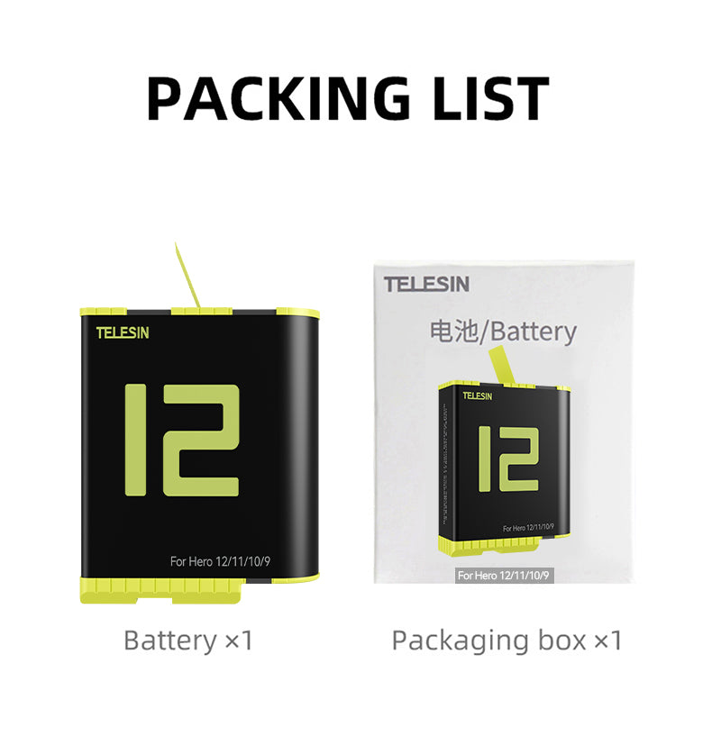 Telesin Battery for GoPro 9 / 10 / 11 / 12 - 1750 mAh