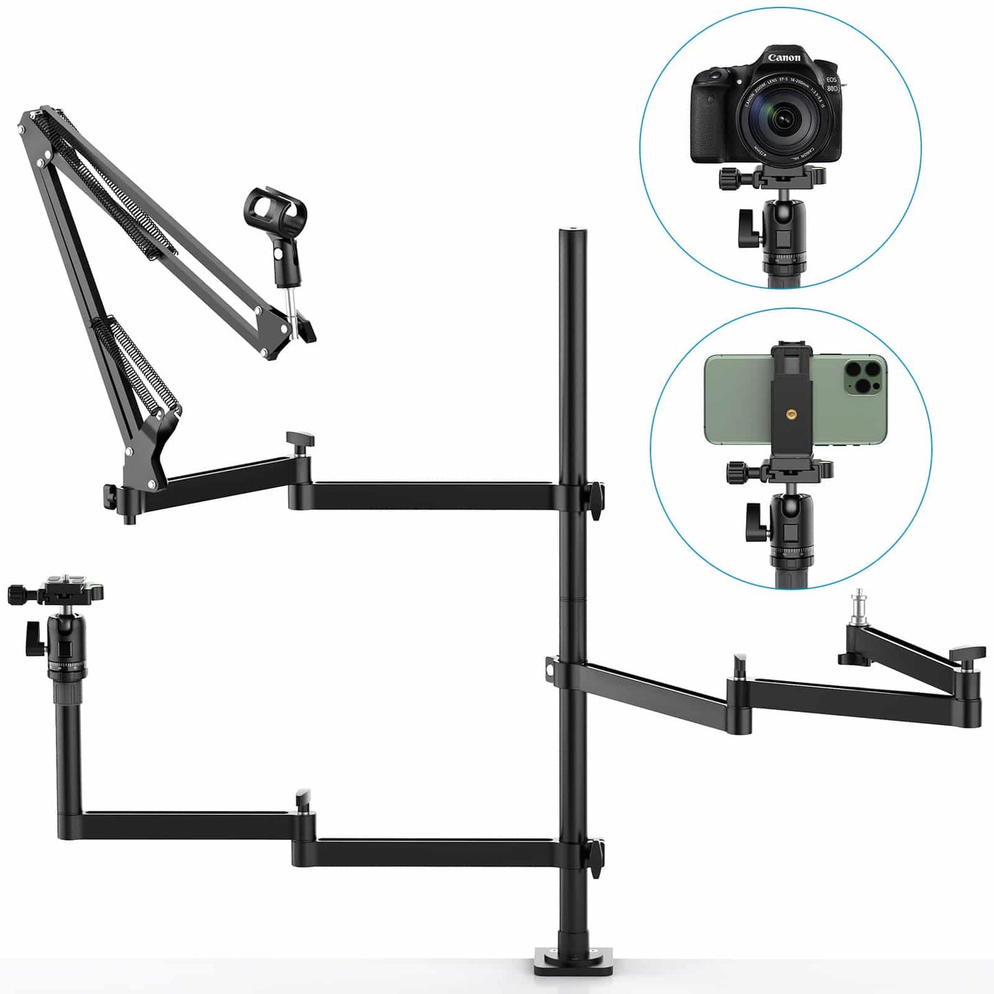 Ulanzi Live Broadcast Stand - adjustable microphone stand with 3 arms
