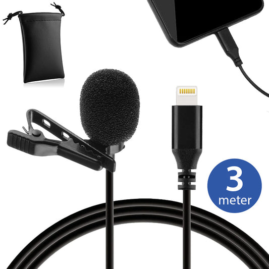 MOJOGEAR Speldmicrofoon met Lightning-aansluiting voor iPhone en iPad - 3 meter
