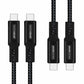 2x MOJOGEAR USB-C to USB-C cable 1.5 or 3 meters Extra Strong [DUOPACK]