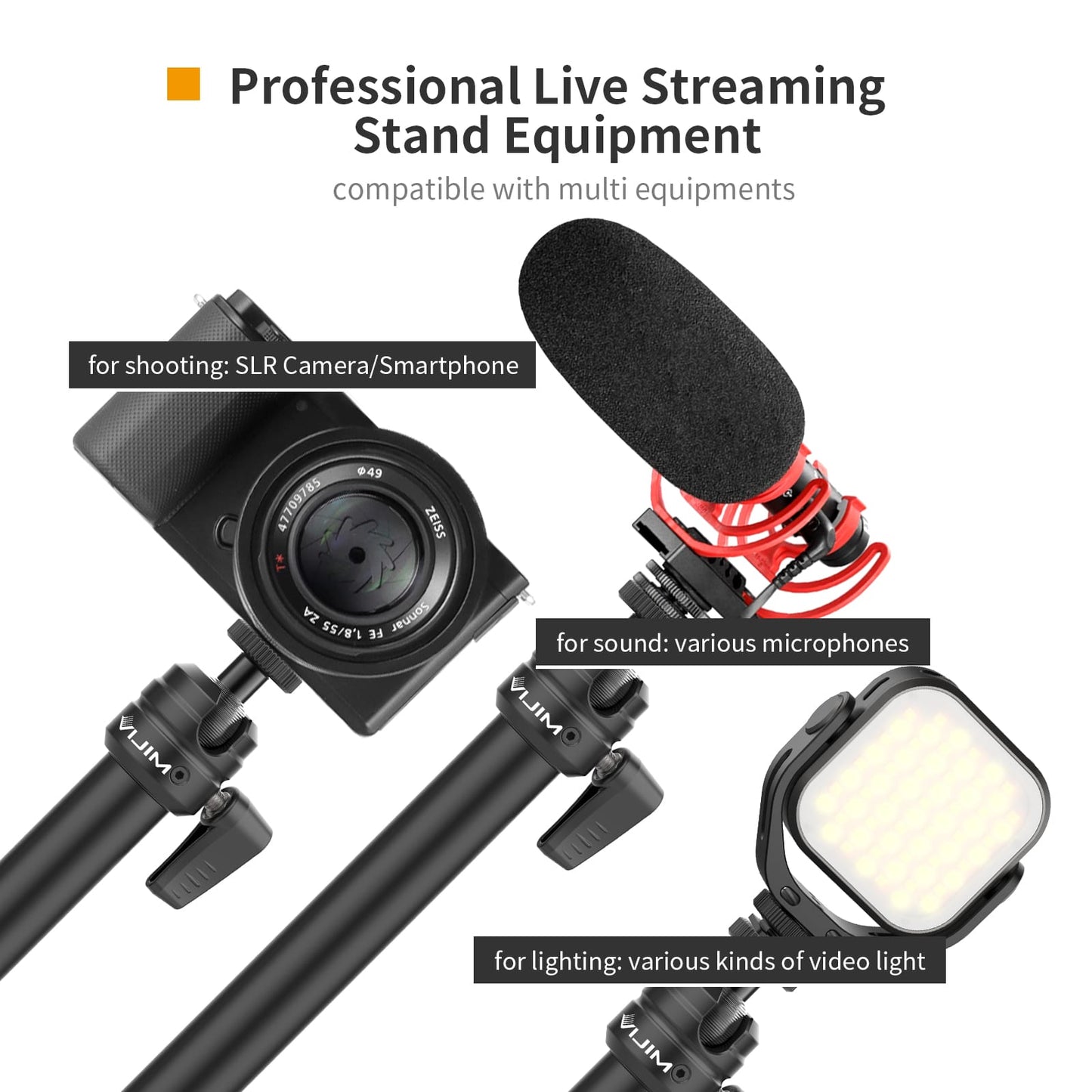 VIJIM LS04 Camera/Microphone/Video Light Tripod Arm
